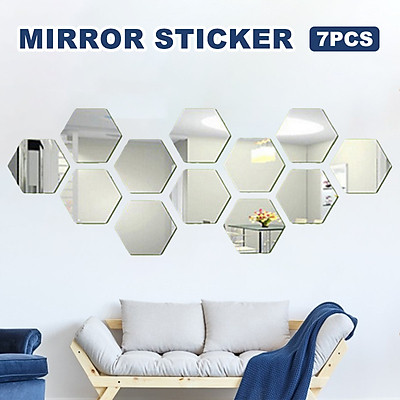 Mua 7PCS Wall Stickers 3D Mirror Hexagon Removable Decal Art Mural ...