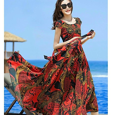 Đầm Maxi Trễ Vai Chất Đũi Dáng Dài Chun Eo 3 Tầng Váy Đi Biển Đi Du Lịch  Chiết Eo 3 Tầng Xinh Xắn   Hazomicom  Mua Sắm Trực Tuyến Số 1 Việt Nam