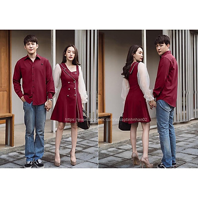 Áo đôi nam nữ FREESHIP Set váy đuôi cá áo sơ mi tay dài cặp tình nhân Hàn  Quốc phối trắng đen couple  Buy Áo đôi nam nữ FREESHIP Set váy