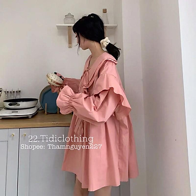 Mua Đầm babydoll dễ thương Ulzzang, váy tay dài form rộng, đầm ...