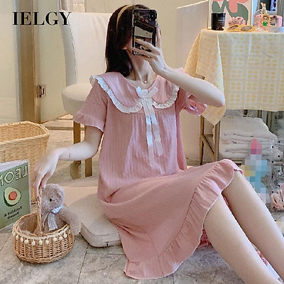 Váy ngủ nữ mùa thu và mùa đông dài tay phiên bản Hàn Quốc của bộ đồ cotton  dài gợi cảm đồ ngủ ngọt ngào cho sinh viên đồ mặc nhà 