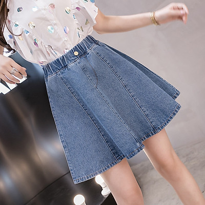 Chân váy linen lưng thun hai hàng khuy kèm thắt lưng  NU5994  kamakavn