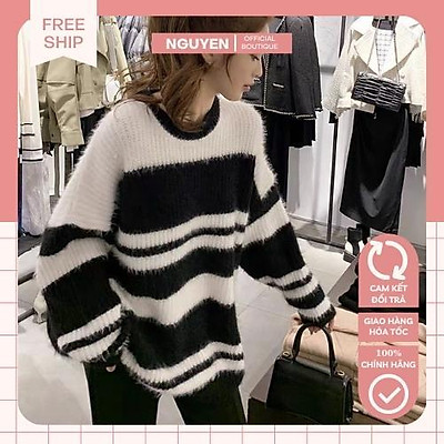 Mua Áo Len Nữ Form Rộng, Áo Sweater Tay Dài Cổ Tròn Dáng Rộng Họa Tiết Sọc  Phong Cách Hàn Quốc Trẻ Trung Năng Động. | Tiki