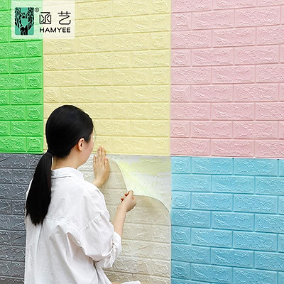 Plain Brick Self Adhesive 3d Foam Wallpaper Size 70x77cms Per Pc, For Home