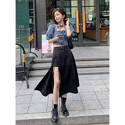 Chân váy đen midi xẻ đùi cá tính ulzzang  Giá Sendo khuyến mãi 170000đ   Mua ngay  Tư vấn mua sắm  tiêu dùng trực tuyến Bigomart