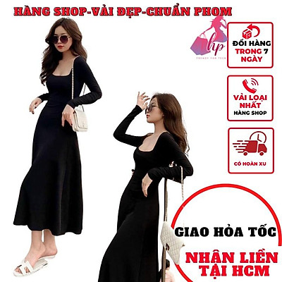 Váy maxi thun xoè dài tay Vaydangdaichatthunzip188  Lazadavn