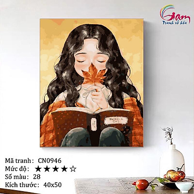 Mua Tranh Tô Màu Theo Số Sơn Dầu Số Hóa Tranh Cô Bé Ngồi Đọc Sách Cn0946  Tại Tranhsohoagam | Tiki