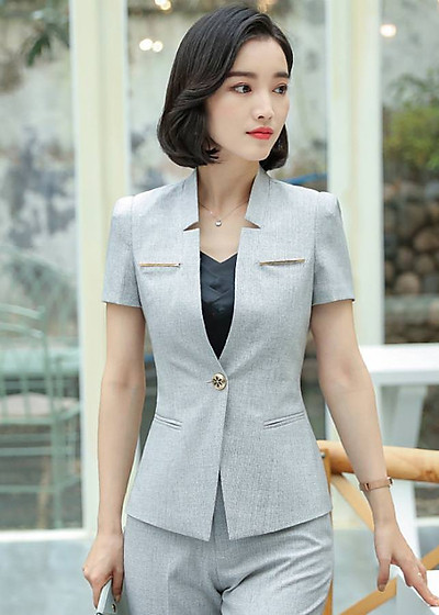 Bộ Vest Nữ 𝑭𝑹𝑬𝑬𝑺𝑯𝑰𝑷 Bộ Vest Nữ Gồm Áo Tay Ngắn Quần Dài Kèm  Bông Phụ Kiện SV11  Thời trang Ofamic