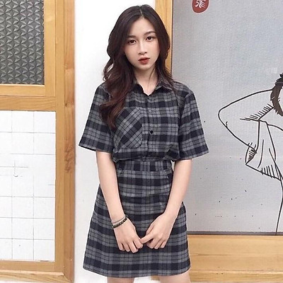 Mua Váy sơ mi kẻ caro dáng dài  Tiki