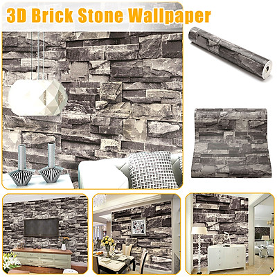 15.7''X118'' Grey Brick Wallpaper Peel and Stick 3D Textured  Faux Brick Wall Pap | eBay