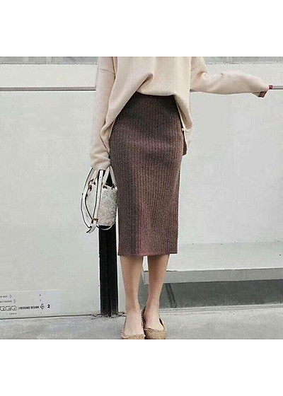 MS042 Chân váy len midi xẻ tà túi vuông  Phu Linh  Fashion  More
