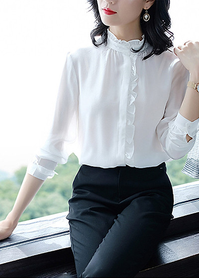 Áo sơ mi trắng dài tay cơ bản