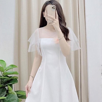 Váy xòe ren trắng tầng chân  V925  Topvay Fashion