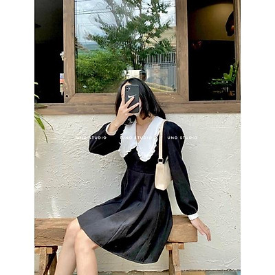 Đầm body xoắn eo tay dài màu đen sang trọng