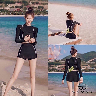 Mua Bikini, Áo Tắm Dài Tay, Monokini Hàn Quốc Quần Short Năng Động (Kèm Ảnh  Thật) - Đồ Bơi Nữ Kín Đáo- Savvy | Tiki