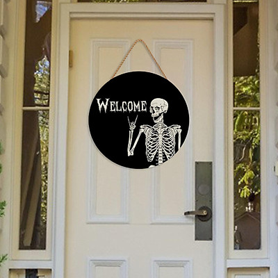 Mua Halloween Welcome Sign with Rope Wooden Hanging Sign Halloween ...