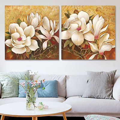 Mua 2Pcs Framed Art Flower Brown Canvas Print Oil Painting Picture ...