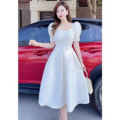 HCMĐầm Xòe Dự Tiệc 3 Màu Xanh Tím Đen Bo Eo  D233  Lazadavn