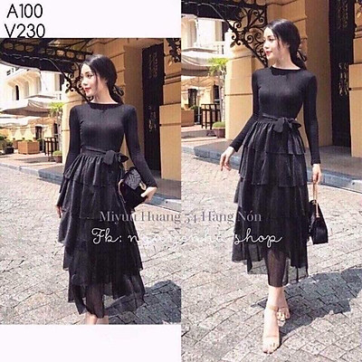 Chân váy dài 2 tầng kẻ caro nhí 8602
