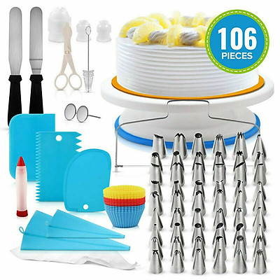 Cake Decorating Tools Kit, Aluminum Stainless Steel Turntable With 124 Pcs  Of Accessories Cake Supplies, Baking Spatula, Cutter, Icing Tips, Nozzles,  Piping Bags Knife For Beginners & Professional price in UAE |