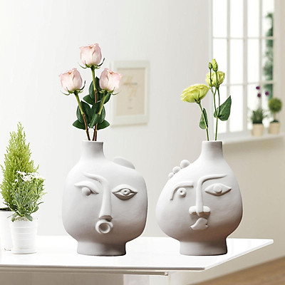 Mua 2Pcs Human Face Shape Ceramic Vase Home Decor Decorative Plant ...