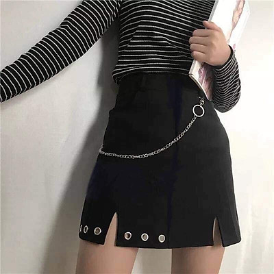 Chân váy ulzzang xẻ tà thắt nơ cạp chunchân váy nữ xẻ tà dáng dài