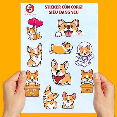 Mua Sticker dán hình chú chó Corgi siêu dễ thương không thấm nước ...