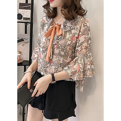 Mua Áo Kiểu Voan Hoa Nữ Cổ Nơ, Thời Trang Trẻ, Phong Cách Hàn Quốc - Be,Xl  Tại Đức Hiệp Store | Tiki