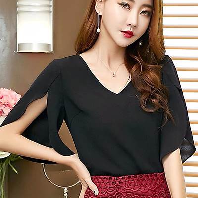 Mua Áo Kiểu Chất Voan Cổ V Sang Trọng - Nhiều Size Và Màu, Form Dáng Chuẩn  Thích Hợp Mặc Đi Làm, Dự Tiệc - Đen - 2Xl Tại Thời Trang Mymyshop | Tiki