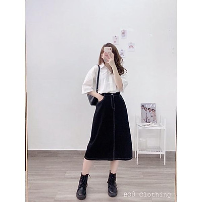TOP 13 cách phối đồ với chân váy jean không bao giờ lỗi mốt