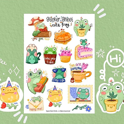 Mua Sticker sheet cute frog - chuyên dán, trang trí sổ nhật kí, sổ ...