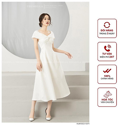 Đầm lệch vai màu trắng buột eo  Xưởng Thời Trang Thiết Kế  CUXI
