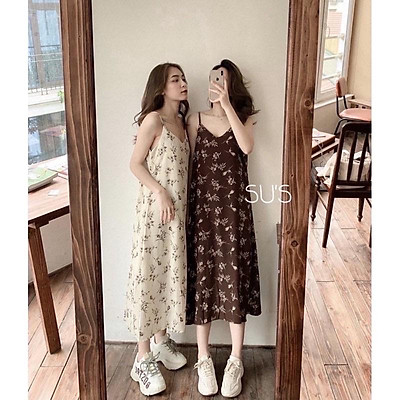 HÀNG SẴN Váy hoa nhí hai dây maxi dáng dài đuôi cá ôm body điệu đà vintage  gợi cảm style Hàn Quốc  Shopee Việt Nam