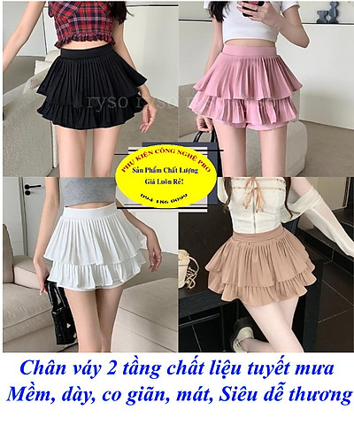 Chân váy xếp ly ngắn 2 tầng hàn quốc màu đen trắng  HaihaiShop Xưởng Áo  Thun Giá Sỉ