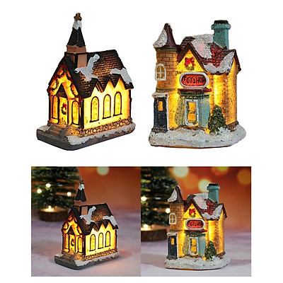 Mua 2PCS Light Up Christmas Decoration LED Miniature House Village ...