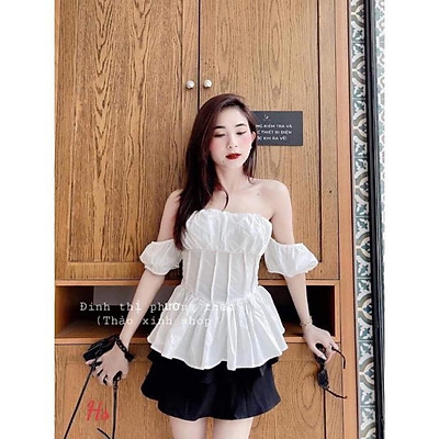 Set áo trễ vai cho bé gái kèm chân váy 2  9 tuổi