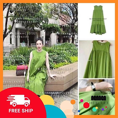 Đầm Maxi 2 Dây Màu Xanh Lá Cây