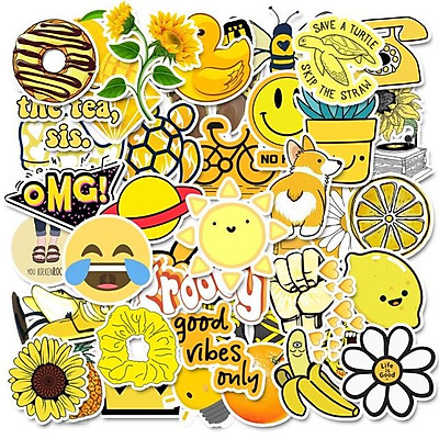 Đầy màu sắc sticker cute màu vàng với các hình thức đáng yêu khác nhau