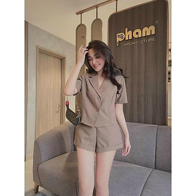 SV16 set vest chân váy viền kẻ