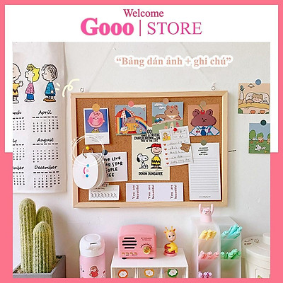 Mua Bảng ghim gỗ ghi chú treo ảnh postcard trang trí decor bàn học ...