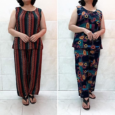 Mua Đồ Bộ Trung Niên, Bộ Quần Áo Người Lớn Tuổi Chất Lanh Sát Nách Quần Dài  Size 55-75Kg | Tiki