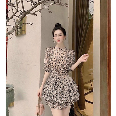 Đầm xòe dự tiệc họa tiết hoa sang trọng  Đầm xòe đẹp