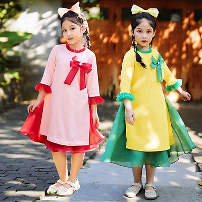 Mua Áo Dài Tết Cách Tân Màu Đỏ Cho Bé Gái, Bé Trai . Size Váy Trẻ Em 3, 4,  5, 6, 7, 8, 9, 10, 11, 12 Tuổi | Tiki
