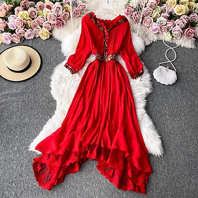váy boho đỏ thân rời  Váy Cưới Đẹp
