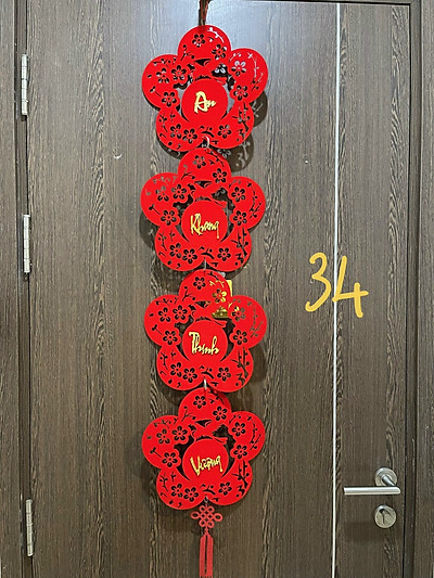 Mua Dây treo nhung đỏ trang trí tết HOA MAI ĐỎ TL34 | Tiki