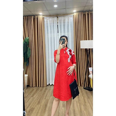 Đầm bầu giá rẻ hoa đào diện tết