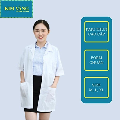Mua [Kim Vàng] Áo Blouse Bác Sĩ, Áo Dược Sĩ, Đồng Phục Bệnh Viện Tay Ngắn  Chất Liệu Kaki Thun - Mẫu 06 - L Tại May Kim Vàng | Tiki