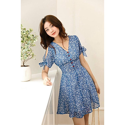 Váy hoa vintage dáng xòe cánh tiên Đầm hoa vintage viền bèo  Váy Fashion
