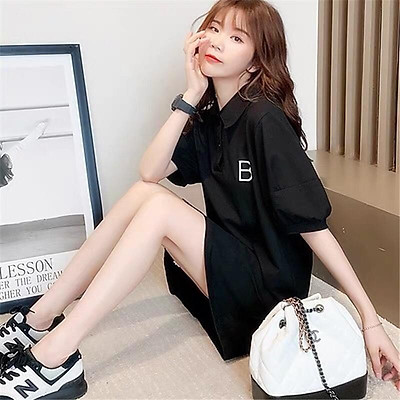 Đầm dạo phố vải thô cổ V rút nhún  Thời trang Pantio