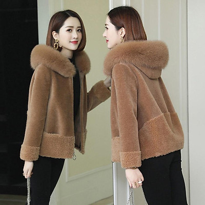Áo khoác lông cừu nữ phong cách Hàn Quốc LEK257 (Trắng)